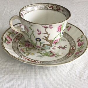 Floral vintage Porcelain Demitasse Cup and Saucer Set
